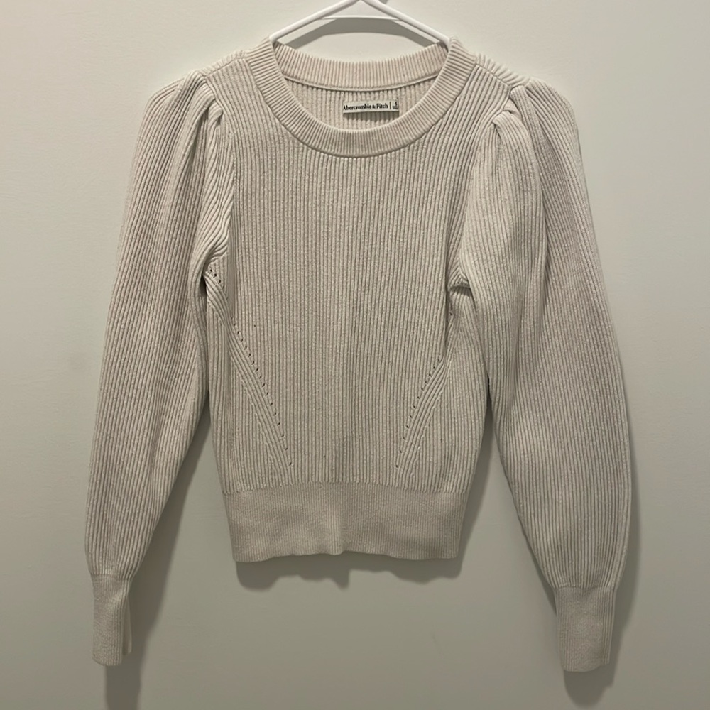 Abercrombie & Fitch Puff Sleeve Crewneck Sweater